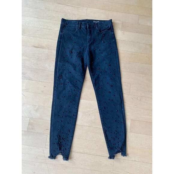 BLANKNYC Bnwot Pearl Embellished Raw Hem Skinny Jeans Sz 31 - Picture 2 of 8